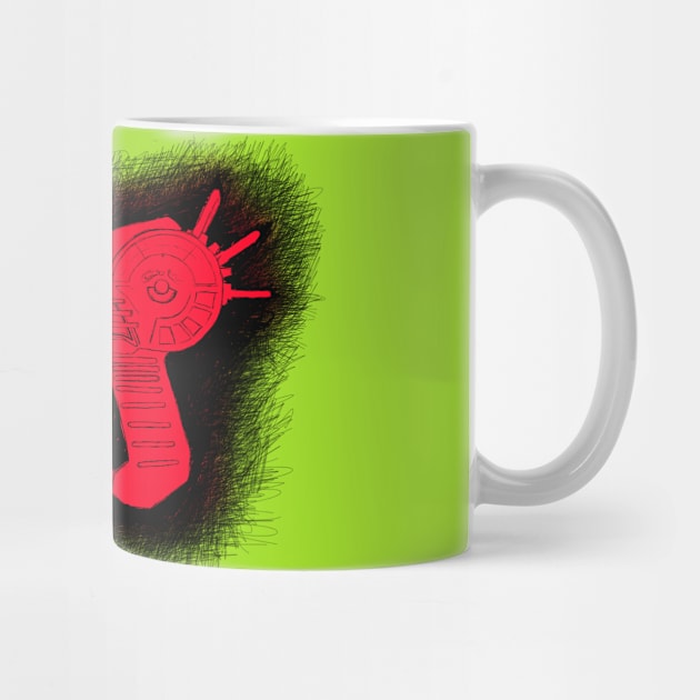 Zombies Red and Black Sketchy Ray Gun on Lime Green by LANStudios